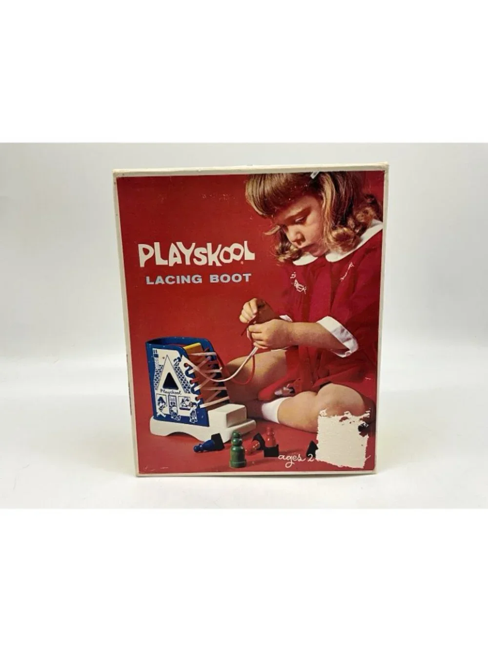 PLAYSKOOL Vintage Red Box Lacing Boot Learning While Playing in Original Box